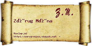 Zárug Mína névjegykártya